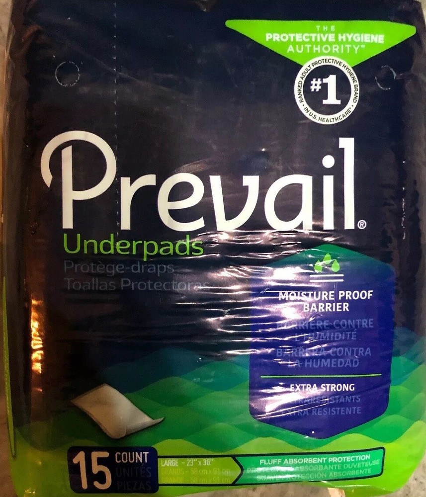 Prevail Fluff Underpad Help Keep Beds Dry and Clean Soft Absorb Large 15 Count
