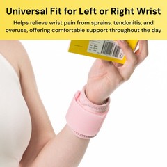 BraceUP Wrist Compression Strap and Support Brace, One Size Adjustable, Pink