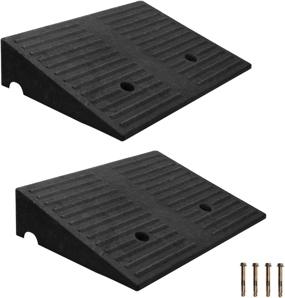 Curb Ramp 4 Inch Rise Curb Ramps for Sidewalks Rubber 2 Pcs Driveway Ramps for L