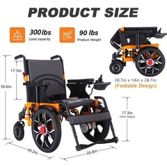 16in large front-wheel drive power wheelchair, 300 lb weight capacity,500W moter