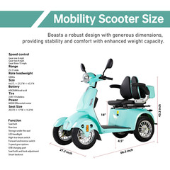 800W All Terrain Heavy Duty Senior Mobility Scooters 500lbs 31 miles 60V/20Ah