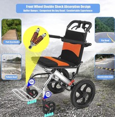 Aluminum Alloy Portable Folding Manual Wheelchair w/ Handbrake SYIV100-DY-102L