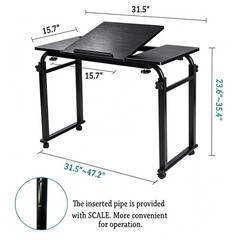 Komorebi Overbed Bedside Table Over The Bed Table Wheels Height Adjustable