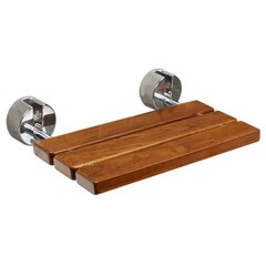 Clevr 20″ Teak Modern Folding Shower Seat Bench Clear Coated Medical Wall Mount