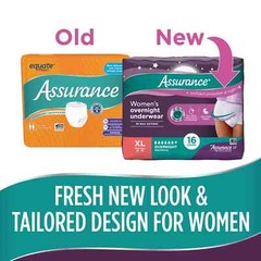 64 Count Assurance Women Incontinence Overnight Underwear Maximum Absorbency XL