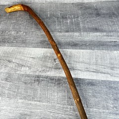 Natural Hardwood Walking Stick Cane Rustic Handcrafted Hiking Staff 35 Inch Bark