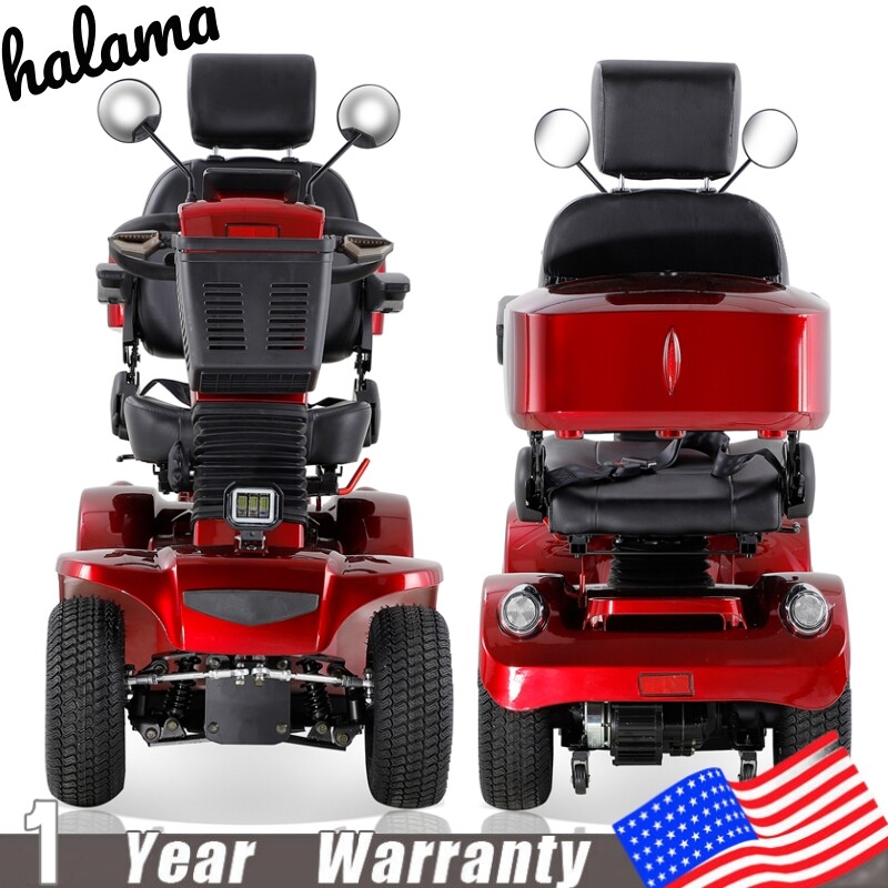 Heavy Duty 4-Wheel Mobility Scooter 31 Miles 3-Speed 500W 400lbs Capacity Red