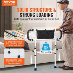 Bed Assist Rail 180° Foldable 450 lb Capacity 4-Level Handle