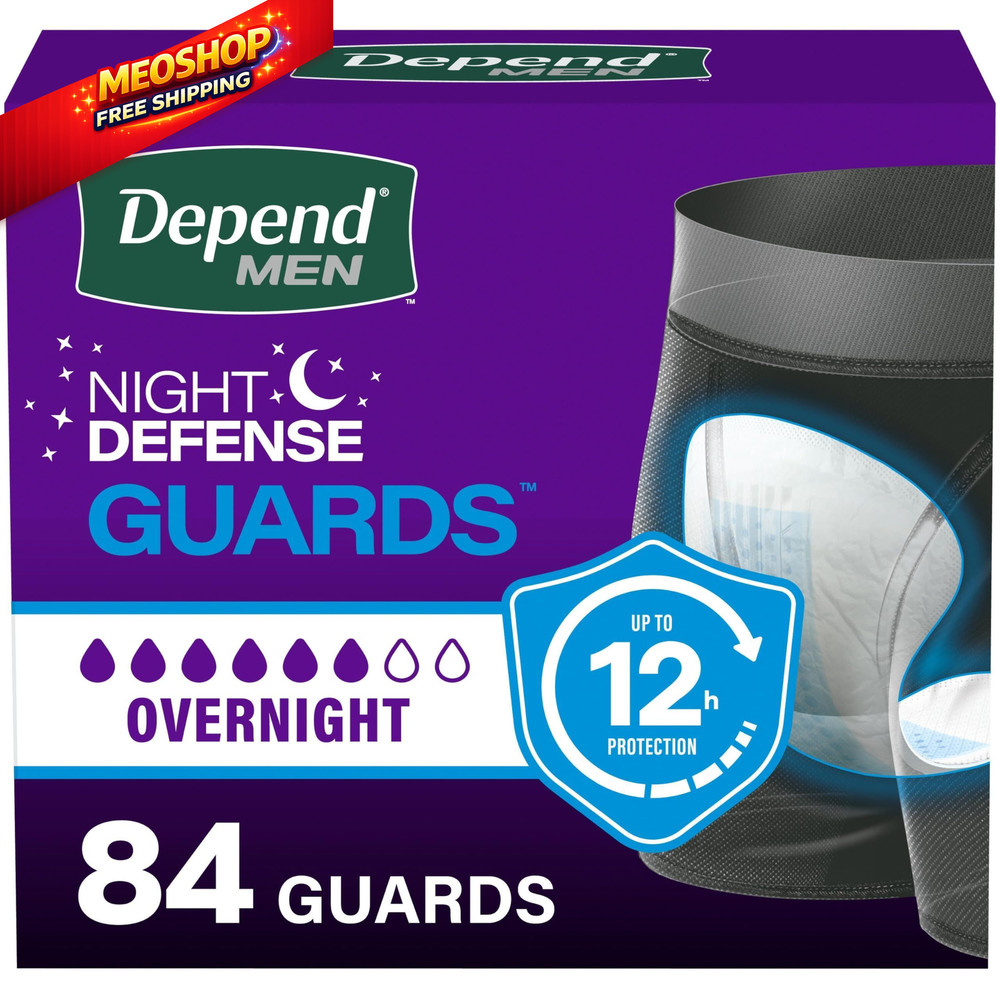 Depend Guards Incontinence Pads for Men, Overnight One Size, White