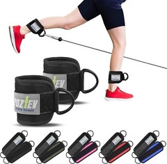 Ankle Straps for Cable Machine (PAIR) – Adjustable Padded Cuff Leg Pink