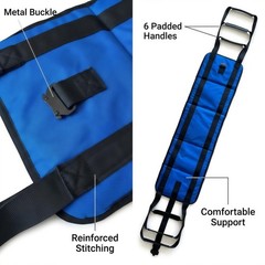 Transfer Sling with Metal Buckle, 6 Reinforced Straps, Lift Aid for Elderly & Di