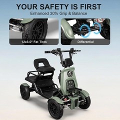 Heavy Duty 4-Wheel Electric Mobility Scooter w/Cargo Platform 1000W 15MPH 600LBS