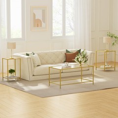 Homleke Glass Coffee Table Modern Rectangular Coffee Table For Living Room