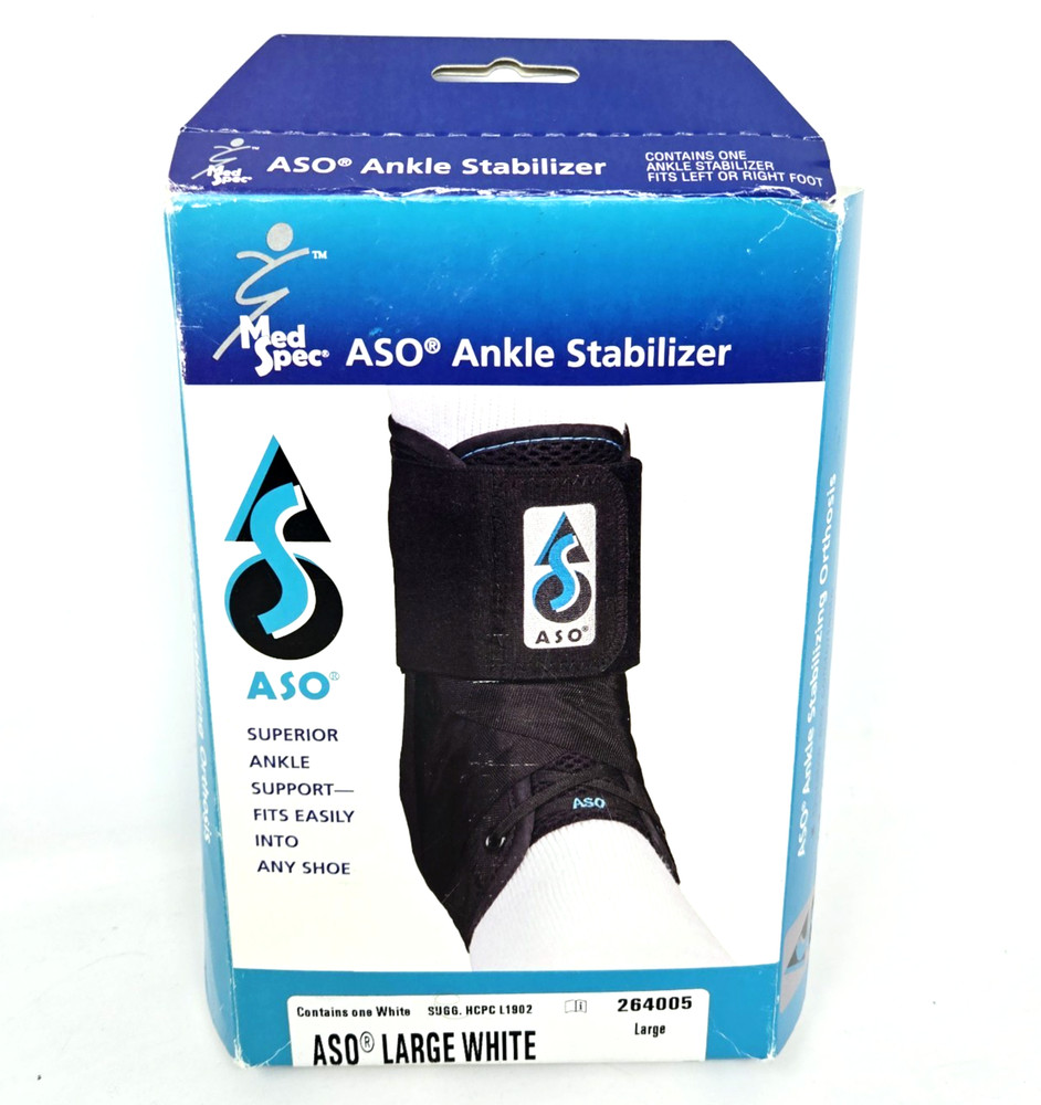 Med Spec ASO Ankle Stabilizer Brace, White, Large, Right or Left, Open Box