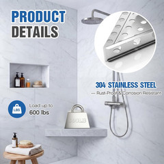 Floating Corner Shower Bench Kit, 17″ X 17″ X 24″ Wall Mounted Shower Seat Shelf