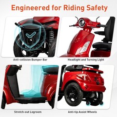 Veloinno 1000W 4-Wheel Mobility Scooter for Seniors 15mph Range 25 Miles 500lbs