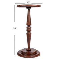 Creative Co-Op Bishop Pedestal Cocktail Side Table Dark Chestnut Ec1433