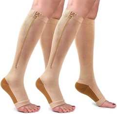 Zipper Compression Socks Men Women Stockings 20-30mmH Unisex Support Graduated.