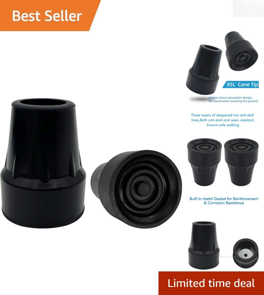 Metal Reinforced 7/8 Inch Cane Tips – Pack of 2, Skid-Resistant Safety Solutions