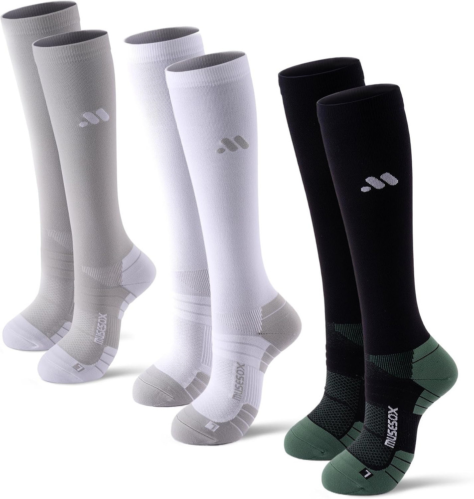Compression Socks for Women and Men,Knee High 15-20mmHg Graduated Support(3 Pair