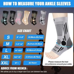 2 PACK – NEENCA Ankle Brace Compression Sleeves – Grey/Black – Small