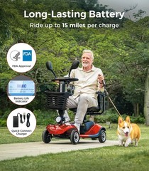 4 Wheel Folding Mobility Scooter Electric Power Wheelchairs Long Range 350LBS