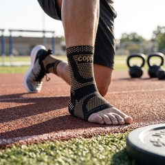 2Pcs Adjustable Copper Infused Ankle Support Compression Sleeve for Sports