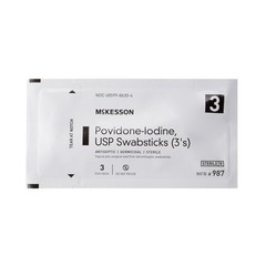 Select Impregnated Swabstick 4in 10% Povidone-Iodine Sterile, Box of 75