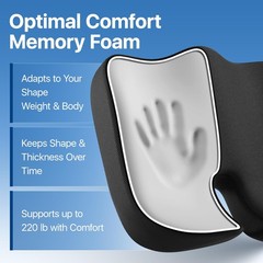 CJACSOC Seat Cushion, Extra Large Memory Foam Cushion 19*17*4.5 inch, Black