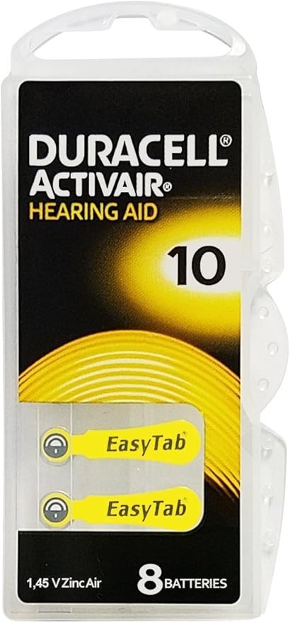 Duracell Size 10 Activair PR70 P10 Hearing Aid Batteries (8 Pack)