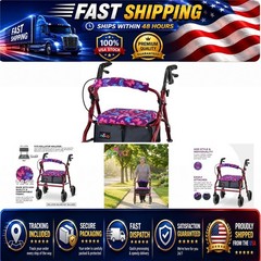 NOVA Rollator Walker Seat & Backrest Cover Set – Purple Butterflies