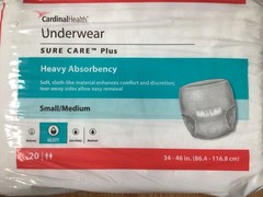 CardinalHealth Underwear, Heavy Absorbency, Small/Madium, 34″- 46″, 20 count