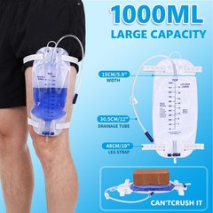 6 Pack 1000ml Foley Catheter Leg Bags, Urinary Drainage Bag for Men Women wit…