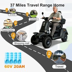 Veloinno 4 Wheel Mobility Scooters 1000W All Terrain 22 Miles 500lb Capacity