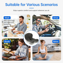 Memory Foam Seat Cushion with Lumbar Back Support, L-Shaped Ergonomic Chair Cush