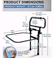 Heavy Duty Bed Rail Senior Elderly Falling Out of Bed Fall Prevention Armrest