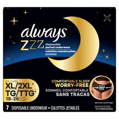 Always ZZZ Overnight Period Underwear XL 7 Ct Leak Protection Women