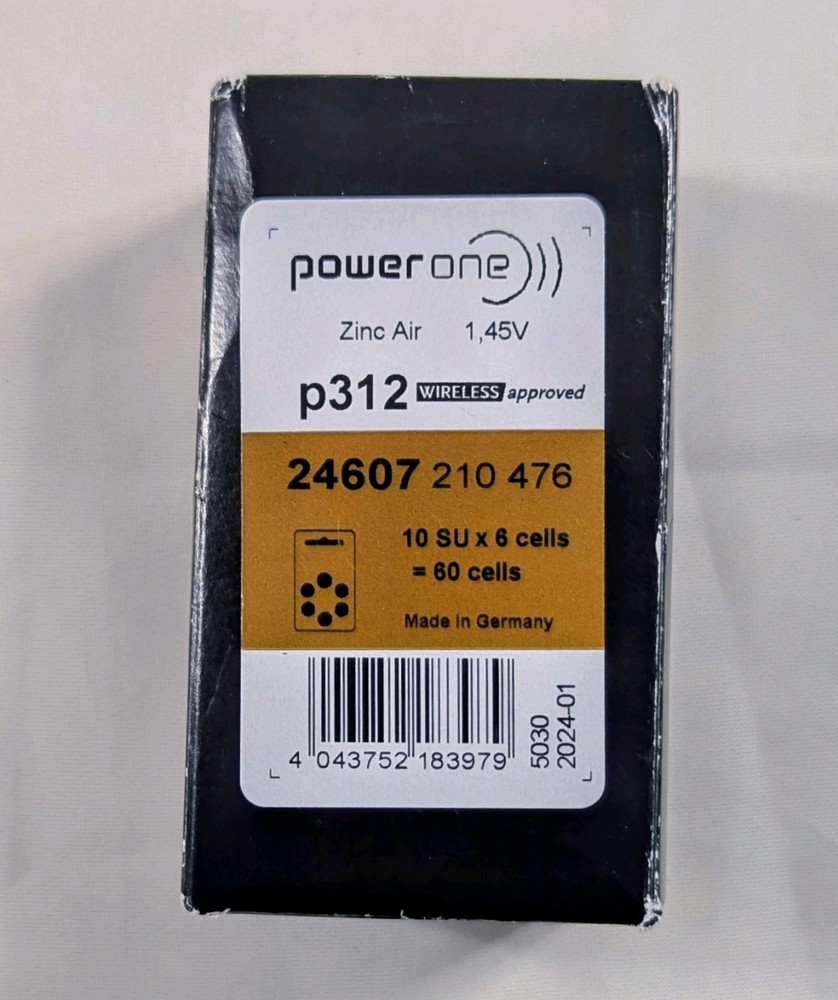 Power-One P312 312 Hearing Aid Battery – Lot of 10 Cards (60 Batteries total)