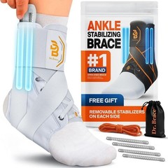 Breathable Ankle Brace for Support Sprained Ankle White Size 11.5-12