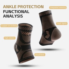 Copper Ankle Support Compression Strap Achilles Tendon Brace Sprain Sports