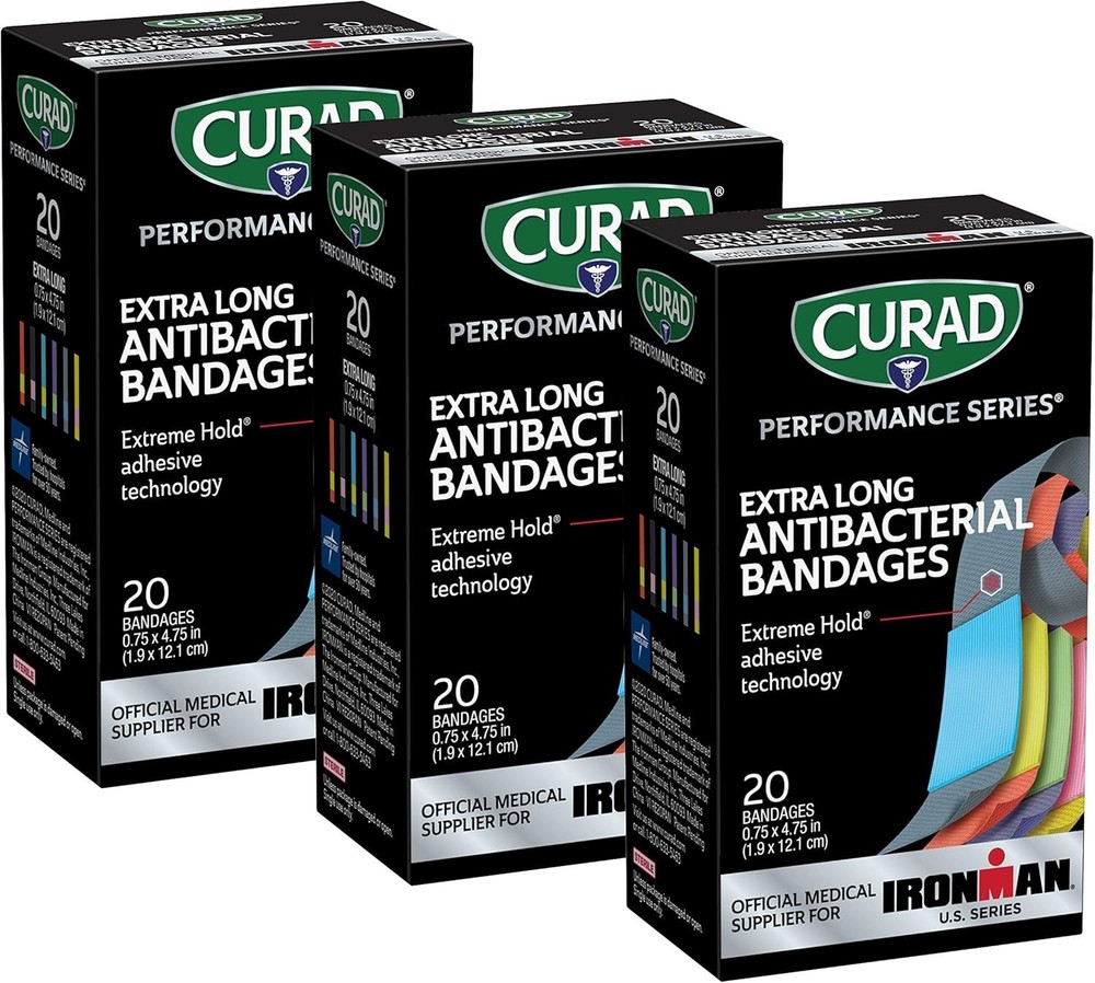 CURAD Performance Series Antibacterial Bandages, Extreme 20 Count (Pack of 3) ..