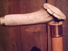 DEER ANTLER handle walking stick cane lathe tapered HICKORY shaft made in USA