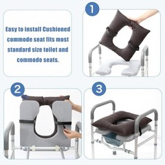 Bedside Commode Cushion – Washable 16.5″ X 16.5″ Thick Pad PU normal Brown
