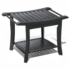 Bamboo Shower Stool Bench Waterproof with Storage Shelf for Shaving Legs or S…