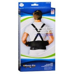 Sportaid Back Brace with Suspenders Black, 32″-44″, medium/large