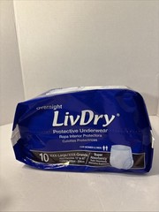 LivDry Protective Underwear, Overnight Super Absorbency XXX-Large Unisex (10)
