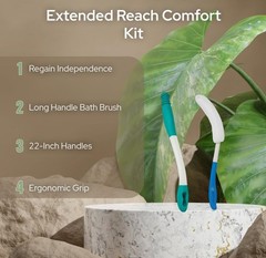 Extended Reach Kit for Limited Mobility – Long Handle Bath Brush & Blue