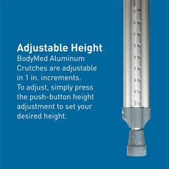 Aluminum Crutches, Adult M, 5′ 2″–5′ 10″ – Pair of Lightweight, Height