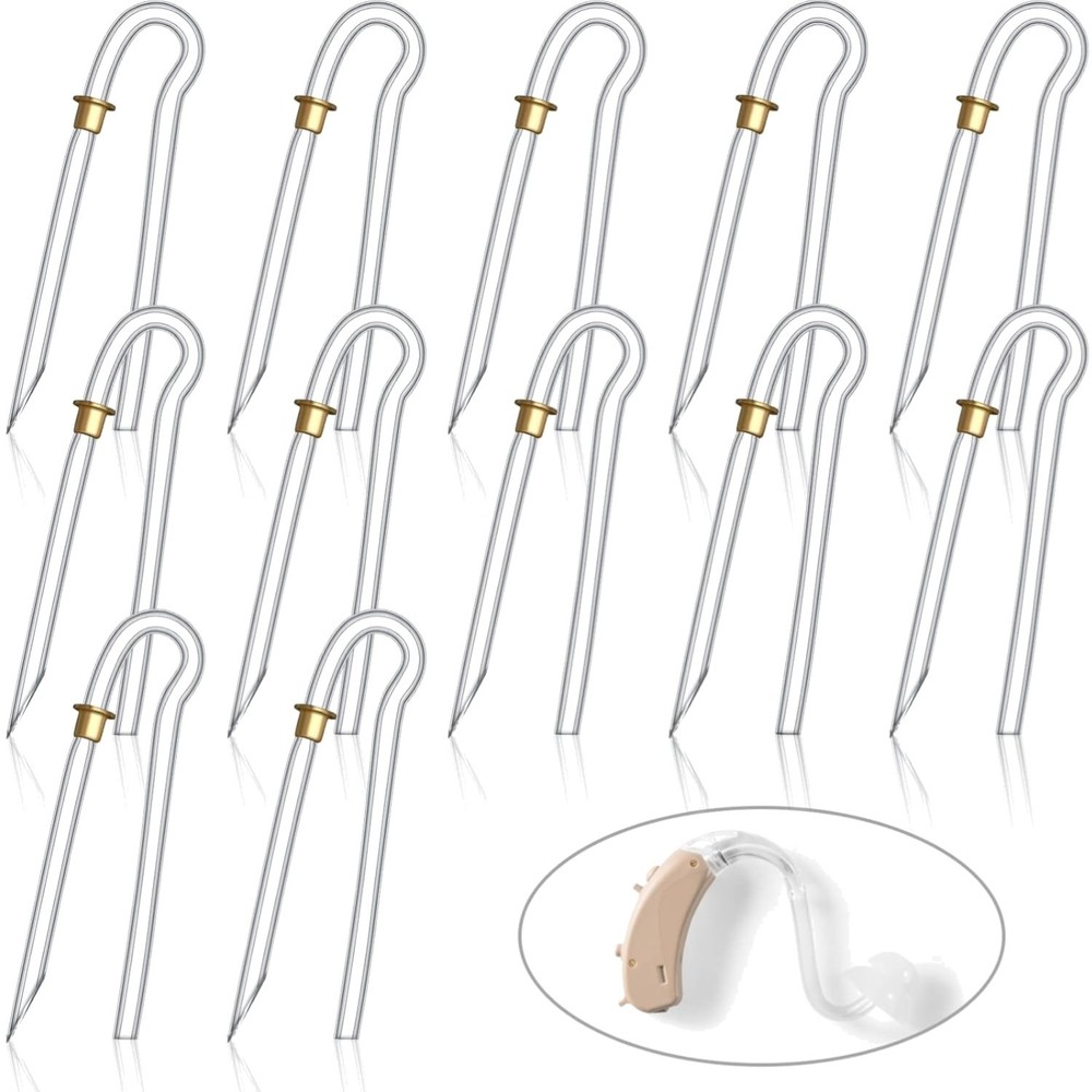 Hearing Aid Tubes Replacement 12 Pack Clear Gold Lock Earmold Tubing