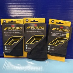 3X 3M Futuro Trouser Socks for Women Moderate Compression Size M Black 1 Pair Ea